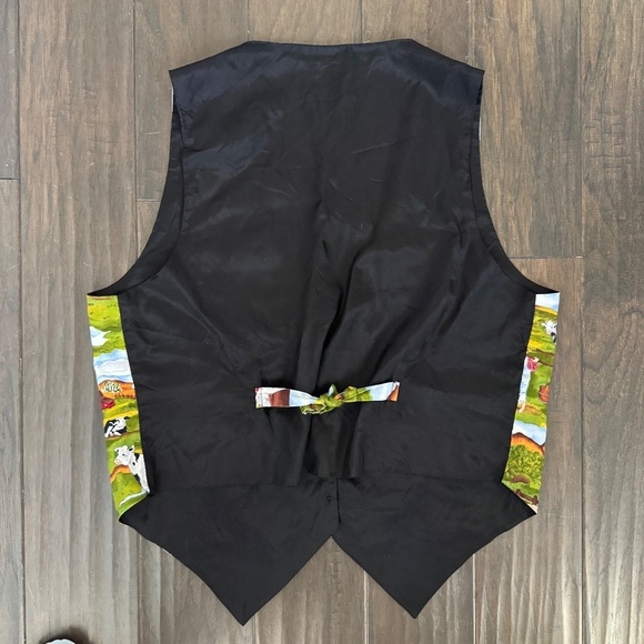 Vintage Made in USA Whimsical Farm Cow Print Cotton Vest Size Large UNISEX - Picture 5 of 7